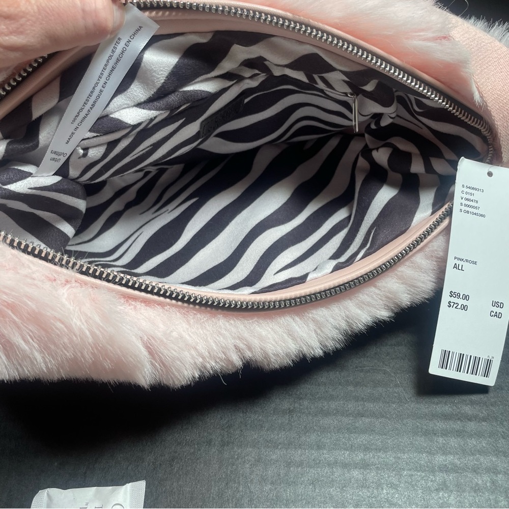 BNWT Urban Outfitters half moon plush faux fur handbag pink soft! PRICE FIRM!!! - Picture 10 of 12